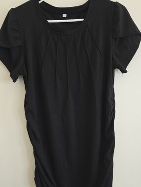 Black Maternity Women’s Short Sleeve Pleated Front Top